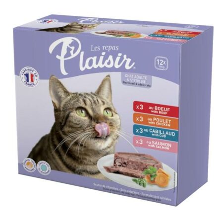 PLAISIR PACK PATE CHAT 12X100gr 3X4 SAVEURS