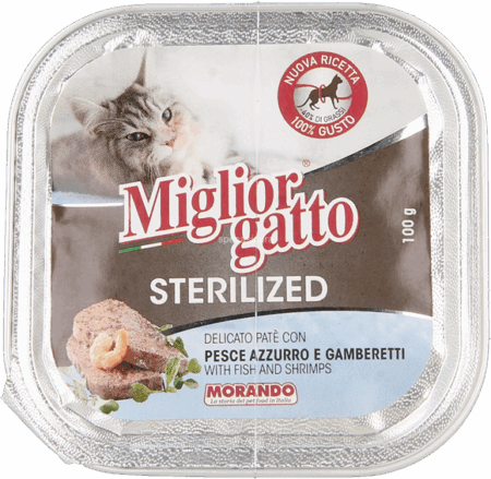 Milgior pate sterilized with fish and shrimps 100gr BARQUETTE