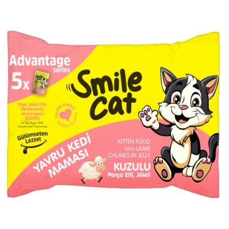 SMILE KITTEN FLOWPACK WITH LAMB IN JELLY 85G*5