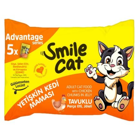 SMILE ADULT CAT FLOWPACK WITH CHICKEN IN JELLY 85G*5