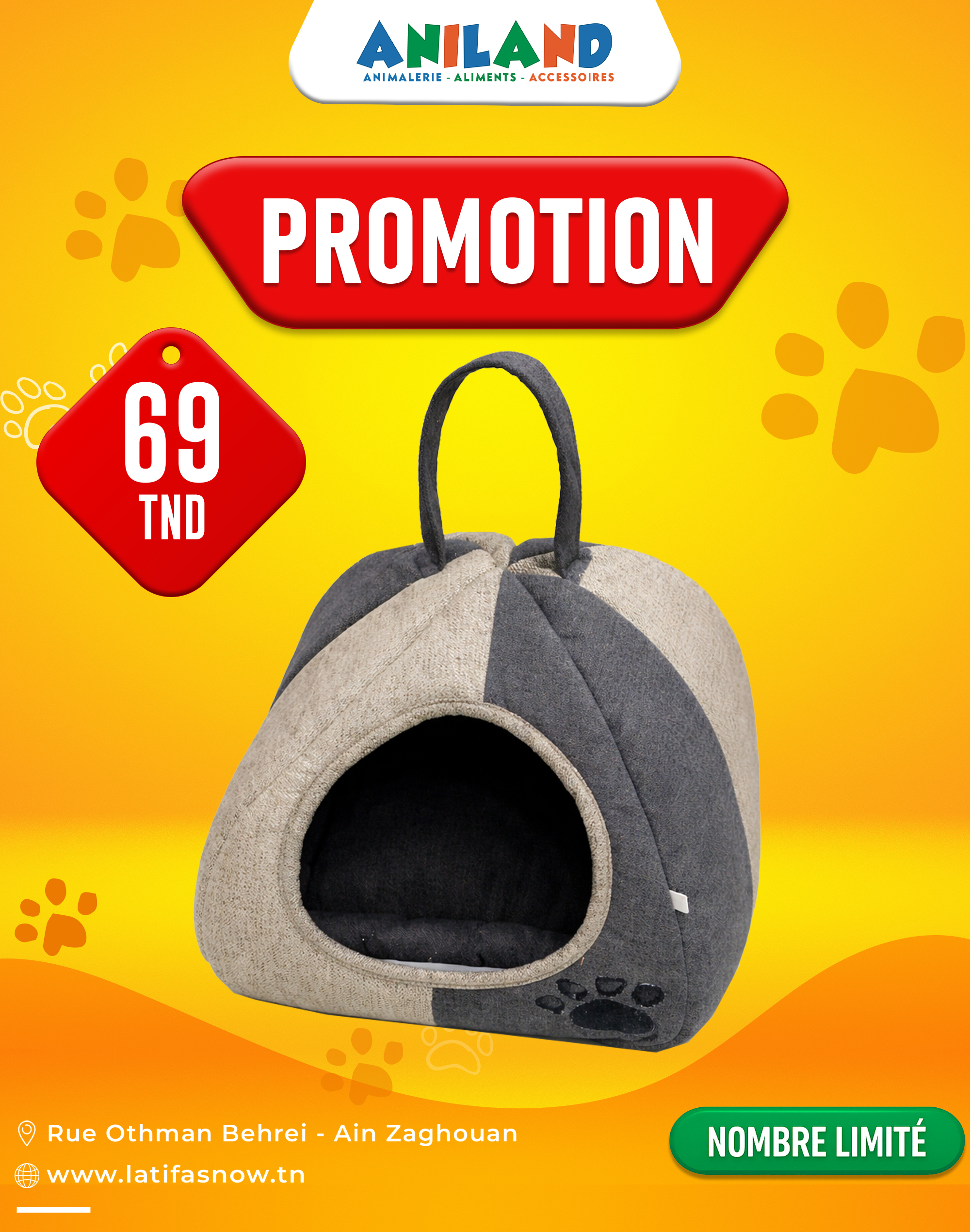 🐾 Niche Cocoon Bicolore pour Chat & Petit Chien – Confort Douillet