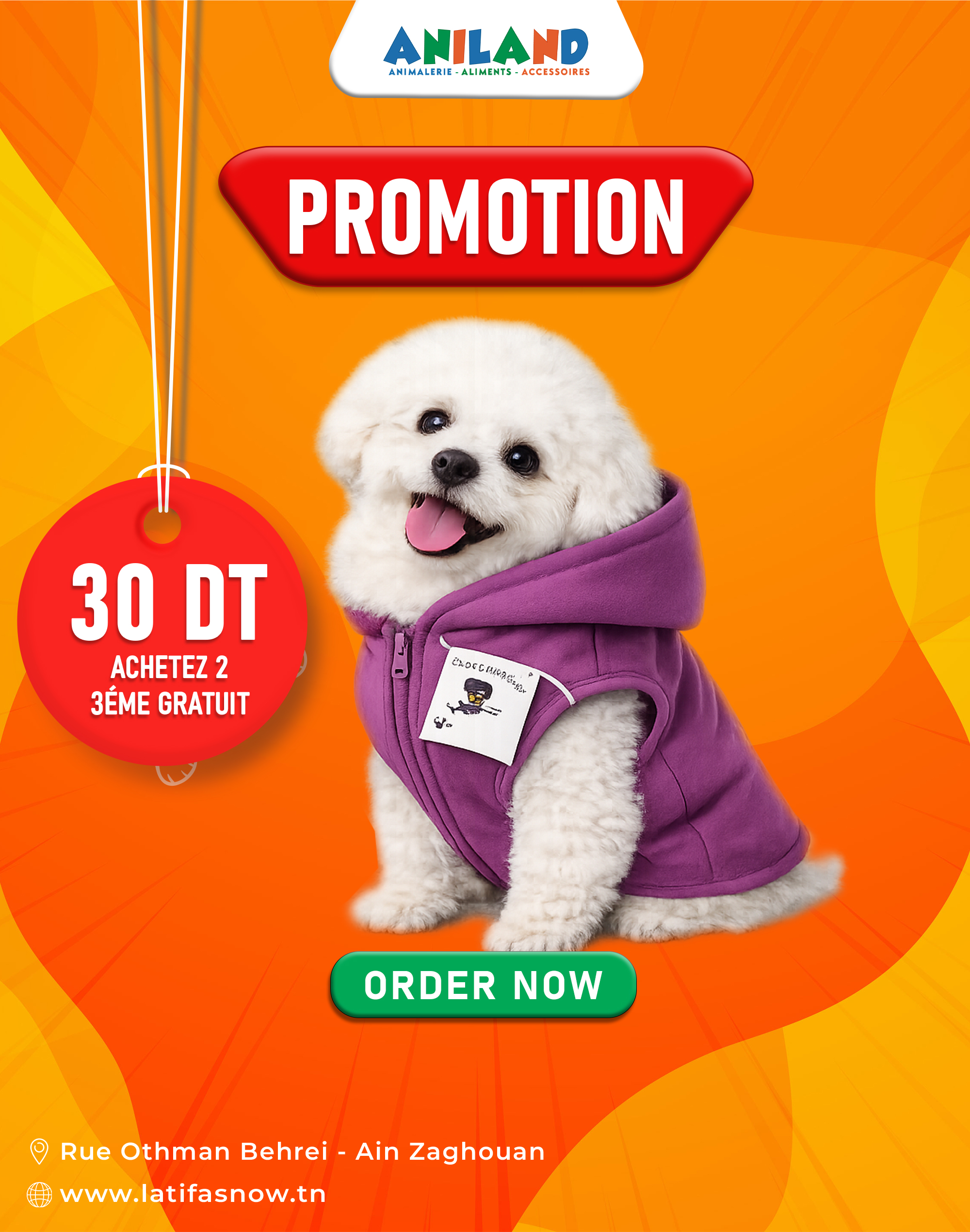 Sweat à Capuche Violet pour Chien avec Fermeture Zippée