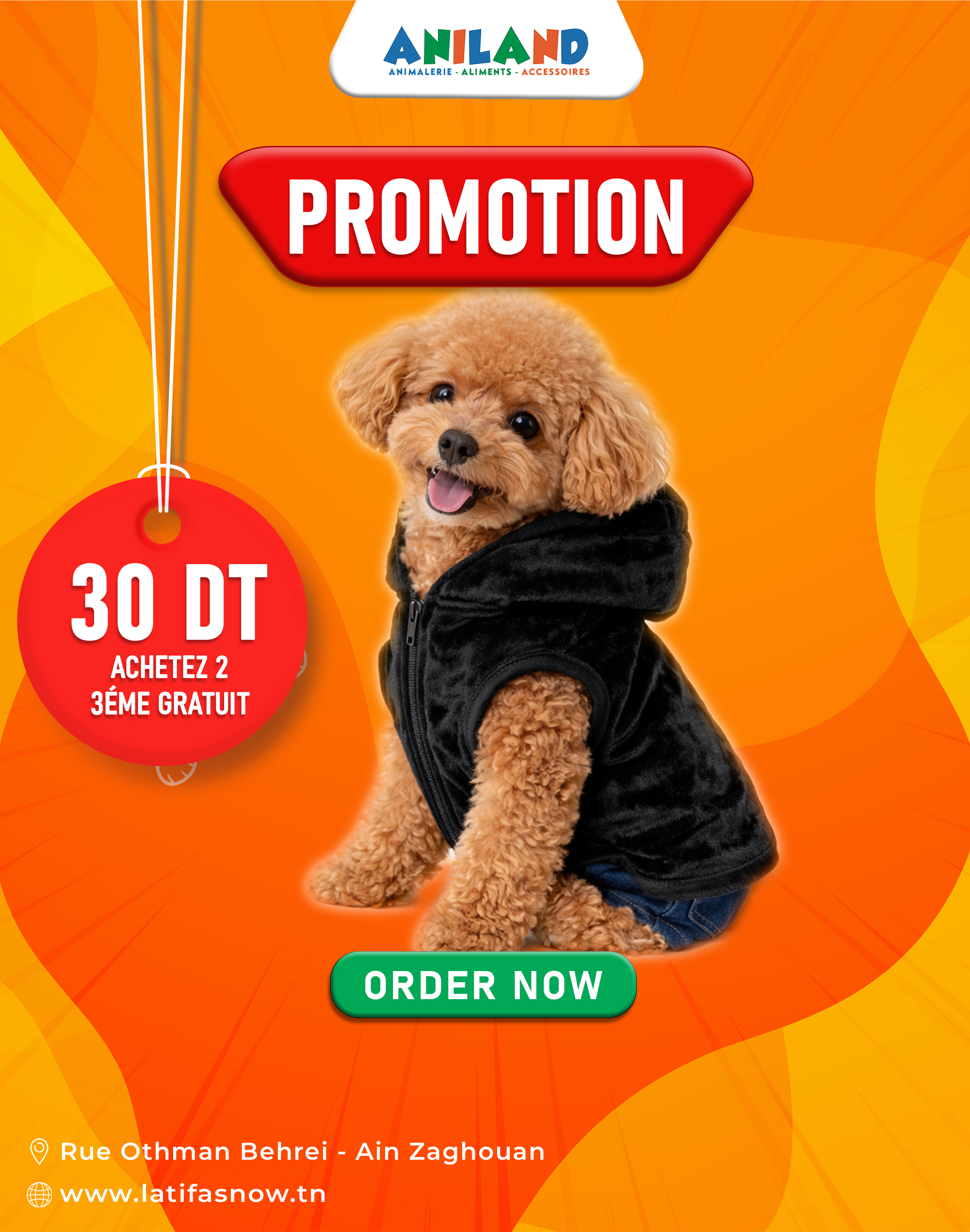 Sweat à Capuche Noir pour Chien en Tissu Doux avec Fermeture Zippée