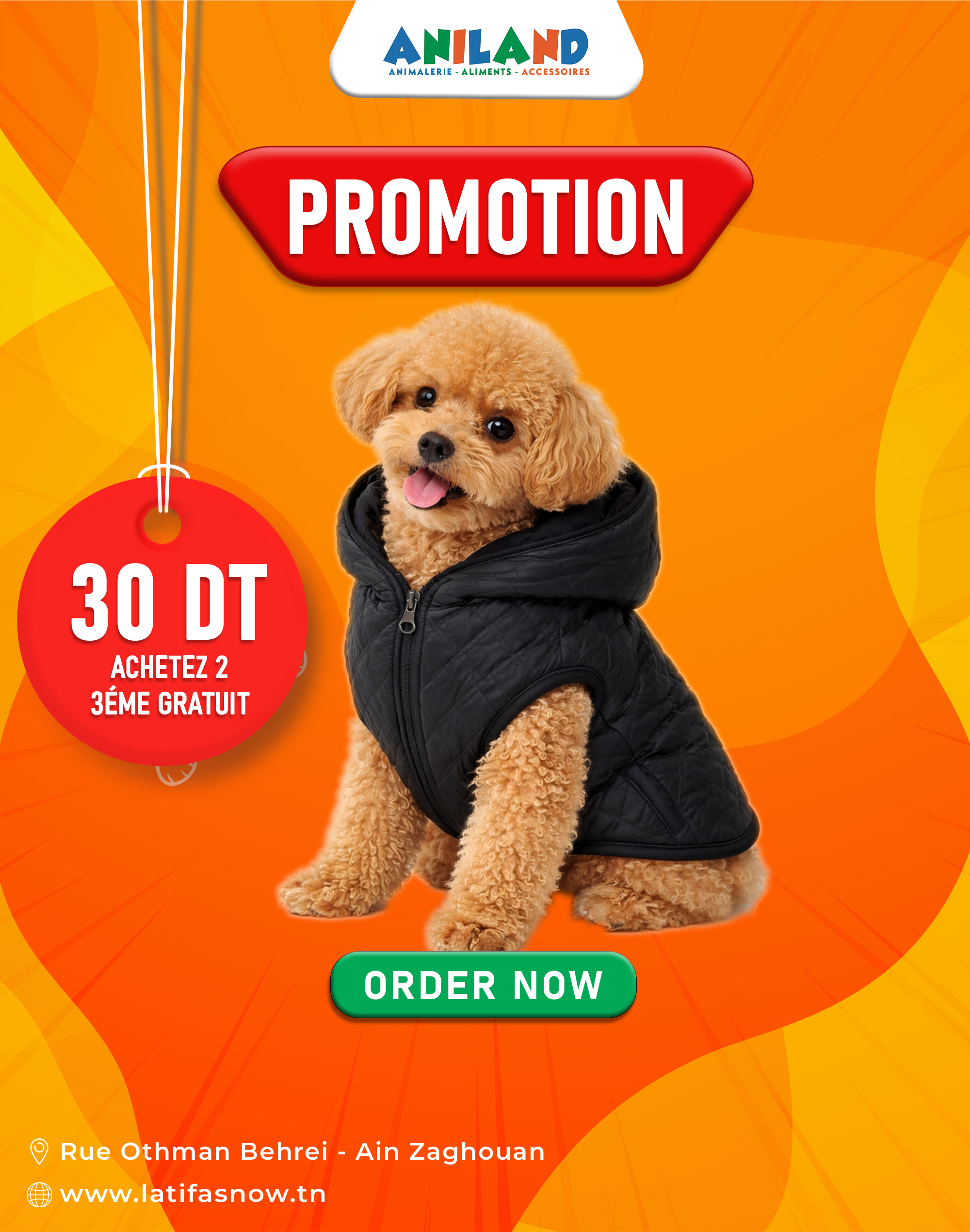 Doudoune Matelassée pour Chien avec Capuche – Veste d’Hiver Zippée