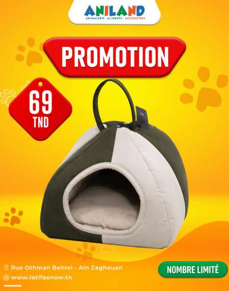 🐾 Niche Vert & Beige pour Chat & Petit Chien – Confort & Sérénité